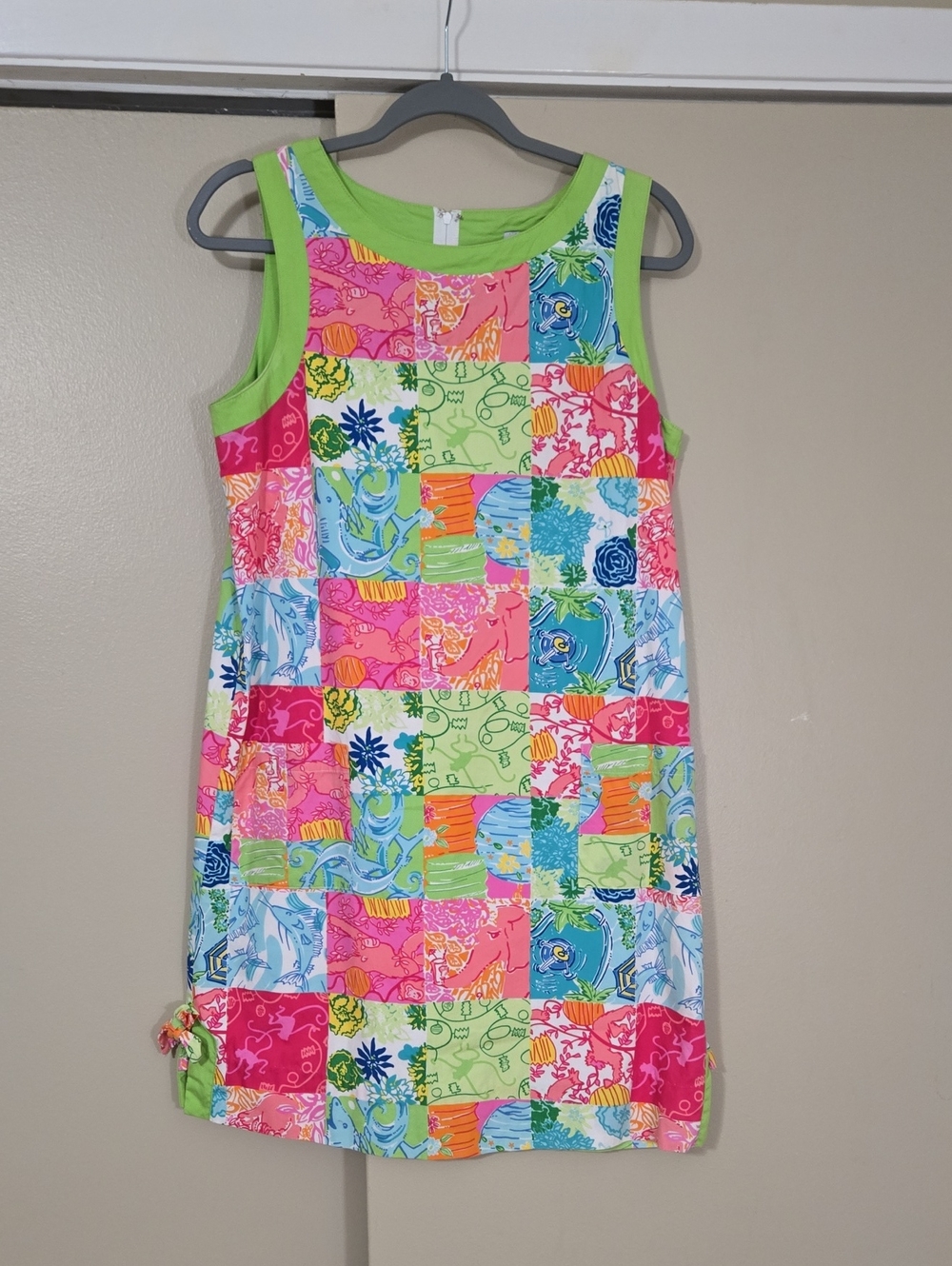 Lilly Pulitzer White Label Patchwork 100% Cotton Dress Size 8